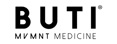 BUTI MVMNT MEDICINE logo with black text on a white background