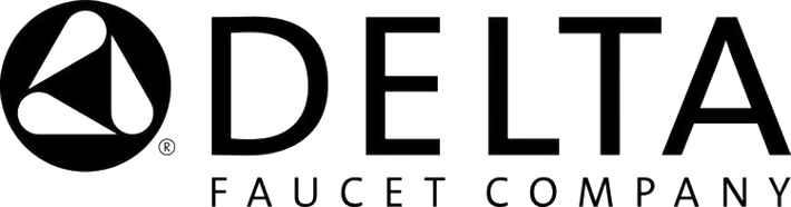 Delta Faucet Company logo with a black and white design.